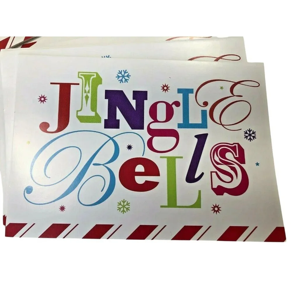 American Greetings Christmas Cards with Envelopes Jingle Bells Oh What Fun 5x7